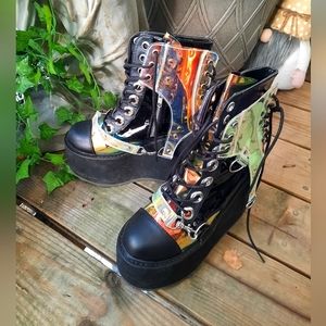 Demonia Swing Holographic Wedge Boots